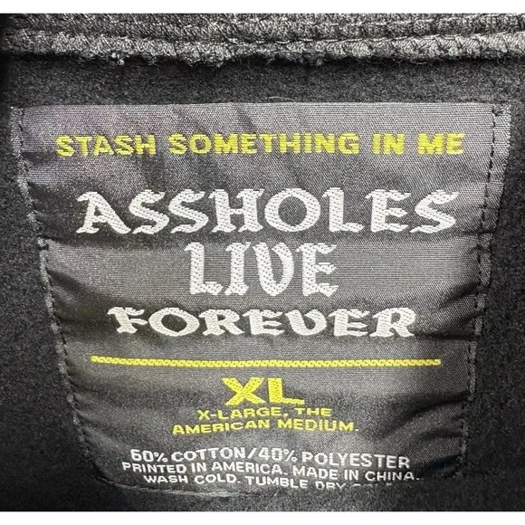 A**holes Live Forever Linda Finegold Rose Hoodie Size Xl Black White Sweatshirt - Picture 3 of 12